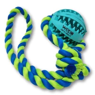 Abbildung von WEPO Ball Für Hunde Grün Ø7cm Spielsachen Zahnpflegespielzeug Wurfball Welpen Zahnpflege aus Naturkautschuk Große &amp; Mittelgroße Strick Rot/Grün