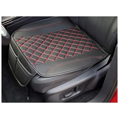 Abbildung von BREMER SITZBEZÜGE Sitzauflage Kunstleder Textilleder kompatibel mit FIAT Panda Typ 312/319 Sitzkissen in Schwarz/Rote Naht OT402