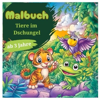 Abbildung von Malbuch Dschungel Tiere 45 süße Illustrationen für kleine Kinder ab 3 Jahren: Entdecke die bunte Welt des Dschungels (Malbücher Jahren, Band 2)