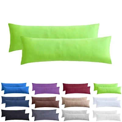 Abbildung von NatureMark 2er Pack Jersey Kissenbezug Kissenhülle Kissenbezüge Seitenschläferkissen Nackenkissen viele Größen und Farben ÖKO TEX (40 x 145 cm (Seitenschläfer/Stillkissenbezug), Apfel grün)