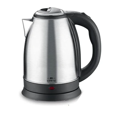 Abbildung von Lentz Wasserkocher Edelstahl 1,8 Liter 1800W Teekocher in Silber Schwarz, 1800 W