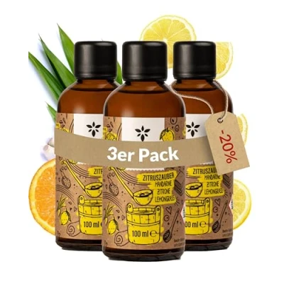 Abbildung von Heldengrün Bio Saunaaufguss Zitruszauber [ECHTE ÖLE] Saunaöl mit Mandarine, Zitrone &amp; Lemongrass Sauna Aufgussmittel ätherischem Öl 3 x 100 ml