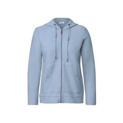 Abbildung von Cecil Struktur Kapuzen Sweatjacke, Damen, Größe: Large, Blau