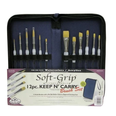 Abbildung von Royal Langnickel RSET KCSG Keep n&#039; Carry, Soft Grip, Künstler Pinsel Set im Mäppchen mit Reisverschluss, gold