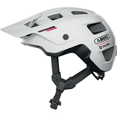 Abbildung von ABUS MTB Helm MoDrop QUIN smarter Fahrradhelm mit Bluetooth®, Crash Erkennung &amp; SOS Alarm System für Mountainbiker Unisex Weiß Matt, M