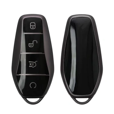 Abbildung von kwmobile Autoschlüssel Hülle kompatibel mit BYD Atto 3 / Han/Tang/Dolphin/Yuan/Seal Schlüsselhülle Silikon Cover Schwarz matt