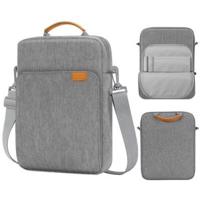 Abbildung von MoKo 13,3 14&quot; Laptop Hülle, Tragetasche Kompatibel mit MacBook Air 13 M3 M2 2024 2018, Pro 14 2021, Galaxy Tab S8 Ultra 14,6&quot;, Schultergurt &amp; Griff, Dunkel Grau