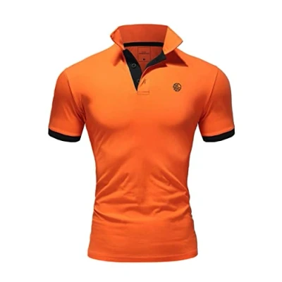 Abbildung von Soulstar Herren Kurzarm Basic Polo Shirt T MPROUND Orange Schwarz XXL