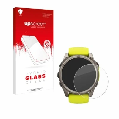 Abbildung von upscreen Schutzglas für Garmin Fenix 8 Solar (51 mm) Schutzfolie, Glas Folie [Klar, 9H Panzerschutz, Anti Fingerprint]