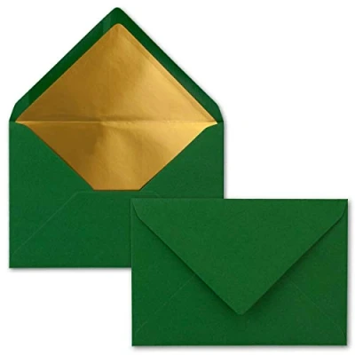 Abbildung von 10x Brief Umschläge B6 mit Gold Innenfutter 12,5 x 17,6 cm Dunkelgrün (Grün) Nassklebung FarbenFroh by GUSTAV NEUSER