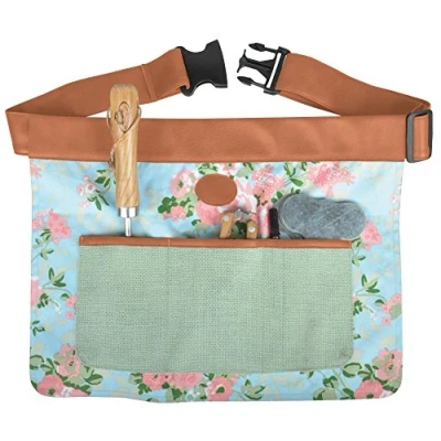 Abbildung von esschert design Werkzeugtasche, Jute Gartengerätegürtel mit Rosendruck, Bauchtasche