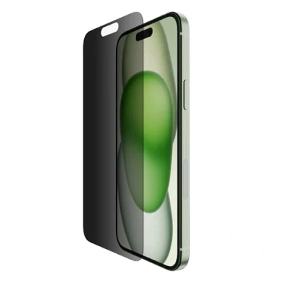 Abbildung von Belkin ScreenForce TemperedGlass antimikrobielle Display Privacy Schutzfolie für iPhone 15 Plus/iPhone 14 Pro Max, dünn und kratzfest, inklusive Positionierungsschale eine blasenfreie Applikation