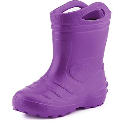 Abbildung von Ladeheid Gummistiefel Kinder federleichte Eva Regenstiefel für Mädchen und Jungen Thermo gefüttert KL051 (Violett, 25 EU)