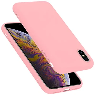 Abbildung von Cadorabo Hülle kompatibel mit Apple iPhone X/XS Silikon Handyhülle für Case aus flüssigem Kratzfeste und stoßfeste dünne TPU Schutzhülle X Liquid PINK