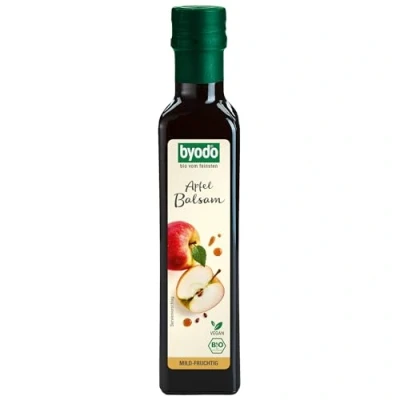 Abbildung von Bio Byodo Apfel Balsamessig 250 ml Premium Essig aus alten Boskoop Apfelsorten, Natürlich fermentiert, Vegan, Mild fruchtiges Aroma, Ideal für Salatdressings und Marinaden