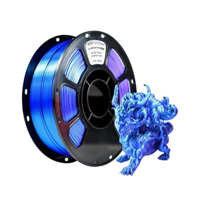 Abbildung von iBOSS PLA+ Filament Seide blau grün lila, helles 3D Druckmaterial, Größengenauigkeit 1,75 mm +/ 0,02 mm, 1 kg/Spule, 2,2 Pfund kompatibel mit den meisten FDM Druckern (blau, und lila)