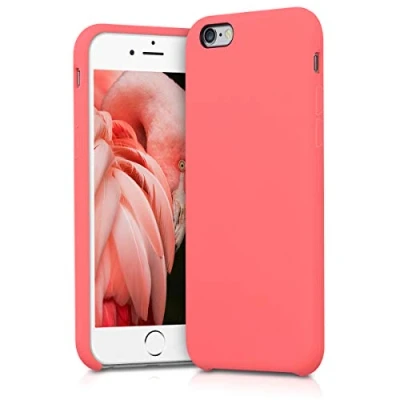 Abbildung von kwmobile Hülle kompatibel mit Apple iPhone 6 / 6S Silikon Handy Case Handyhülle weiche Oberfläche kabelloses Laden Neon Koralle
