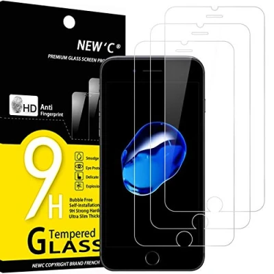Abbildung von NEW&#039;C 3 Stück, Panzer Schutz Glas für iPhone 7 Plus, 8 Frei von Kratzern, 9H Härte, HD Displayschutzfolie, 0.33mm Ultra klar, Ultrabeständig