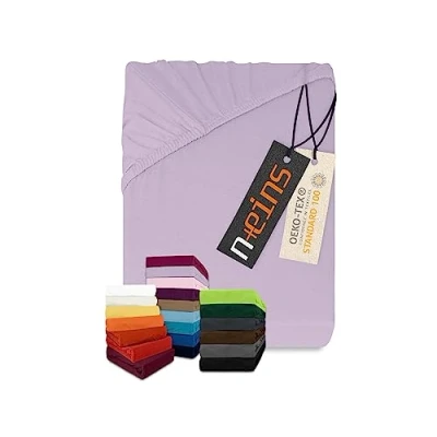 Abbildung von npluseins klassisches Jersey Spannbetttuch vielen Farben + Größen 100% Baumwolle 159.192, 120 x 200 cm, Flieder