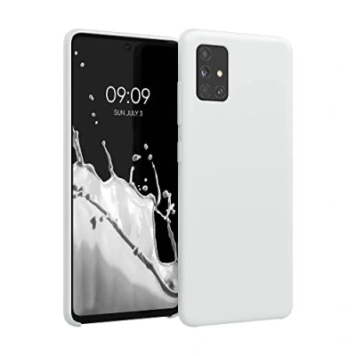 Abbildung von kwmobile Hülle kompatibel mit Samsung Galaxy A51 Silikon Handy Case Handyhülle weiche Oberfläche kabelloses Laden Weiß matt