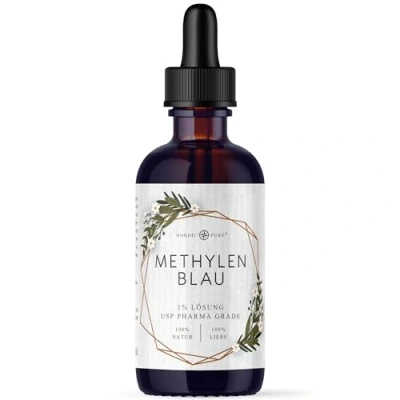 Abbildung von Methylenblau 100ml hochdosierte Tropfen von Nordic Pure Lösung mit 99,9% Reinheit Hochdosiert Methylene Blue Blau 1% Laborgeprüft &amp; in Deutschland hergestellt