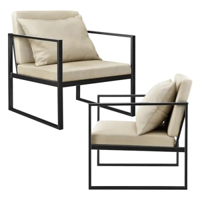Abbildung von en.casa Sessel, »Ragusa« 2er Set Relaxsessel Polstersessel Sandfarben