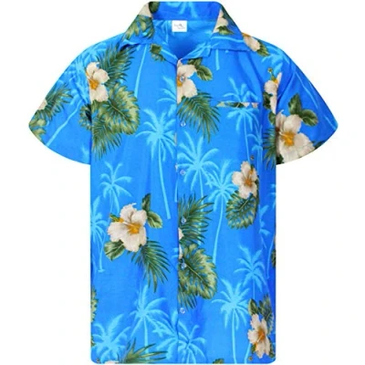 Abbildung von King Kameha Hawaiihemd Small Flower Funky Hawaii Hemd Herren Kurzarm Front Tasche Unisex