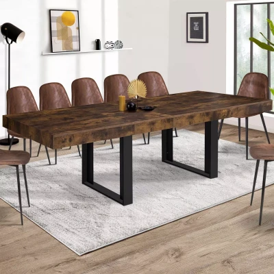 Abbildung von IDMarket Phoenix Esstisch, ausziehbar, rechteckig, für 10 12 Personen, Holz, Antik Optik, Schwarz, 200 300 cm