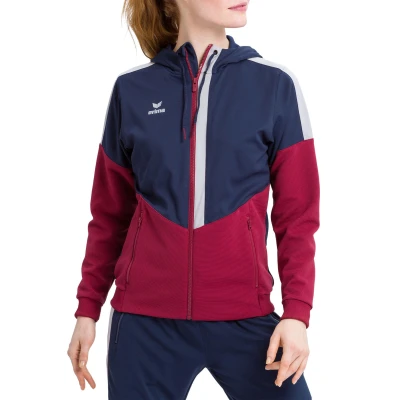 Abbildung von Erima Damen Squad Trainings Jacke, New Navy/Bordeaux/Silver Grey, 34