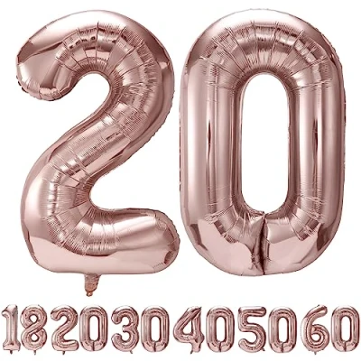 Abbildung von luftballon 20 jahre Roségold ballons 40&quot; 101cm Geburtstagsdeko Folienballon Zahl Deko zum Geburtstag fliegt mit Helium für Männer Frauen Geburtstagsparty Jubiläum