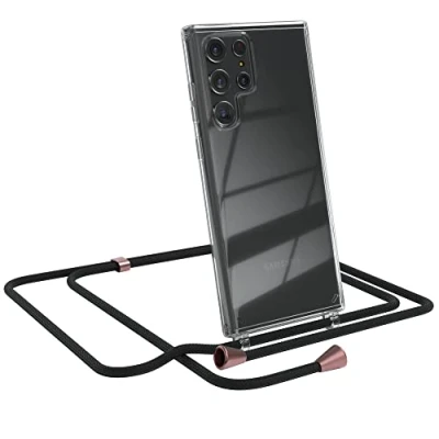 Abbildung von EAZY CASE Handykette kompatibel mit Samsung Galaxy S22 Ultra 5G Handyhülle Umhängeband, Handykordel Schutzhülle, Silikonhülle, Hülle, Stylische Kette für Smartphone, Clips in Rose