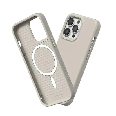 Abbildung von RhinoShield Case kompatibel mit [iPhone 13 Pro] SolidSuit MagSafe Stoßdämpfende &amp; schlanke Schutzhülle Premium Finish 3.5 Meter Fallschutz Sandbeige