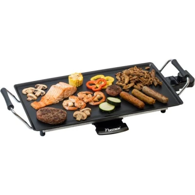 Abbildung von bestron Tischgrill ABP602, 2000 W, Planchagrillplatte, mit Antihaftbeschichtung, Schwarz
