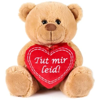 Abbildung von BRUBAKER Kuscheltier Teddybär mit Herz Rot Tut mir leid! 25 cm Teddy Plüschbär (Stofftier Plüschteddy, 1 St., Schmusetier Braun), Geschenk für Entschuldigungen
