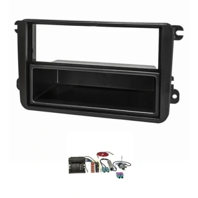 Abbildung von tomzz Audio 2457 050 Radioblende Set kompatibel mit VW Golf 5 V 6 VI Touran Passat 3C Caddy EOS Skoda Octavia Quadlockadapter ISO Doppel Fakra Antennenadapter Phantomeinspeisung DIN