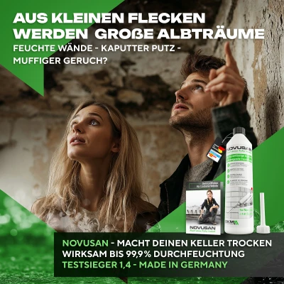 Abbildung von Novusan Nachfüllkanister mit Dosierhahn I Injektionsverfahren für trockene Wände nachträgliche Horizontalsperre zum Trockenlegen von Keller &amp; Mauerwerk gegen Feuchtigkeit (Transparent, 10 Liter)