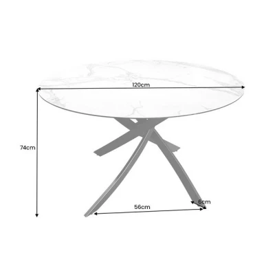 Abbildung von Riess Ambiente Runder Esstisch Alpine 120cm anthrazit Keramik Beton Design Schwarze Metallbeine Esszimmertisch Küchentisch Keramiktisch pflegeleicht