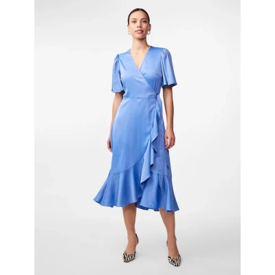 Abbildung von Y.A.S Wickelkleid YASTHEA 2/4 MIDI WRAP DRESS S. NOOS mit Volant