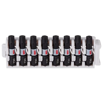Abbildung von Bosch Professional 8tlg. Schrauber Bit Set Torx (Impact Control, T30 Bits, Länge 25mm, Pick and Click, Zubehör Schlagschrauber Bohrschrauber)