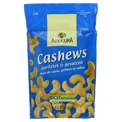 Abbildung von Alnatura Bio Cashewkerne, geröstet und gesalzen, vegan, 4er Pack (4 x 100 g)