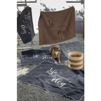Abbildung von David Fussenegger Hundedecke &#039;Life is Better&#039; 100 x 140 cm Anthrazit