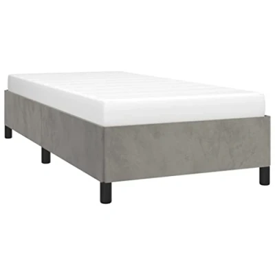 Abbildung von vidaXL Polsterbett Einzelbett Bett Bettgestell Bettrahmen Samtbett Lattenrost Schlafzimmerbett Schlafzimmermöbel Hellgrau 100x200cm Samt