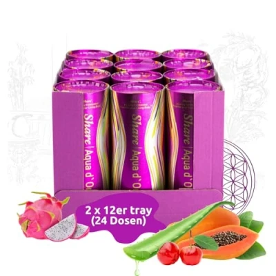 Abbildung von ShareAqua d&#039;Oro Getränk aus den Säften von fermentiertem Obst &amp; Gemüse Super Food natürlich Mikrobiom Vitaldrink im Alltag, auf Reisen, beim Fasten. Natürlich, einfach, lecker. 24 x 240 ml