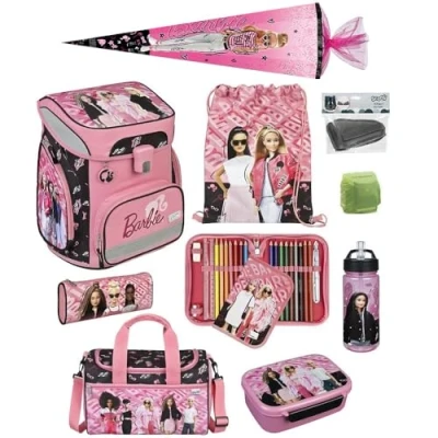 Abbildung von Scooli Schulranzen EasyFit (Set, 10 tlg., inkl. Sporttasche und Schultüte / Zuckertüte), BARBIE Mattel Pink