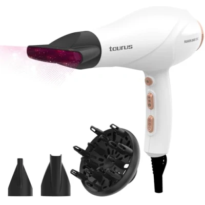 Abbildung von Taurus Fashion Ionic Haartrockner, 2600 W, professioneller AC Motor, Ionen Technologie, einstellbare Leistung, 3 Temperaturstufen und 2 Geschwindigkeitsstufen, Konzentrator Diffusoren