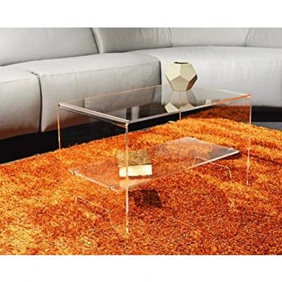 Abbildung von Slato Mira Couchtisch, modernes Design, aus Acrylkristall, hergestellt in Italien, transparent.