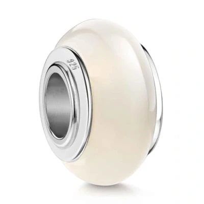 Abbildung von Materia Bead Regenbogen Mondstein Edelstein Weiß Schimmer 875, Hülse aus 925 Sterling Silber