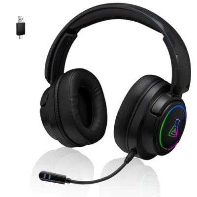 Abbildung von The G Lab Korp Iridium Kabelloses Gaming Headset 2,4 GHz &amp; Bluetooth, Hochwertiger Sound, Abnehmbares Mikrofon, 45H Akku, RGB, Kunstleder Ohrpolster PS5, PS4, PC, Android, iOS