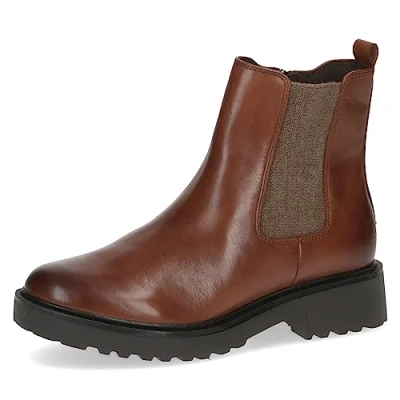 Abbildung von CAPRICE Damen Stiefeletten mit Absatz Memotion aus Leder Blockabsatz Weite G, Braun (Cognac Nappa), 41 EU