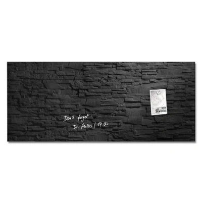 Abbildung von SIGEL GL249 Premium Glas Whiteboard 130x55 cm Motiv Schiefer Stone hochglänzend, SGS geprüft, einfache Montage, incl. 2 starke Magnete, Magnettafel Artverum